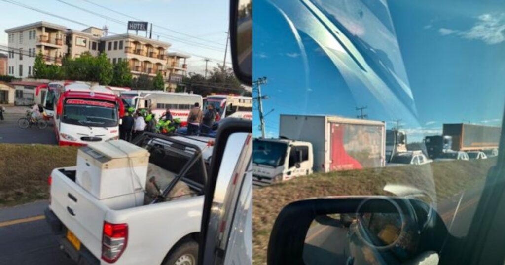 Monumental traffic jam on the North highway due to drivers' protest: they block connection with Cundinamarca