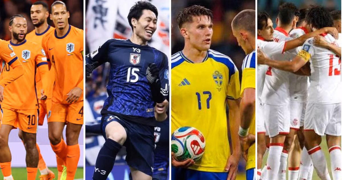 Table of positions for the 2026 World Cup, Group F with Netherlands, Japan, Sweden and Tunisia
