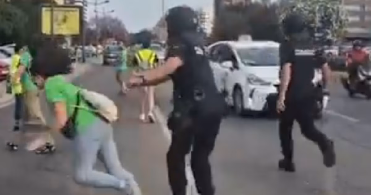 The National Police opens a file against the agent who pushed a protester to the ground during the Valencia teacher protests